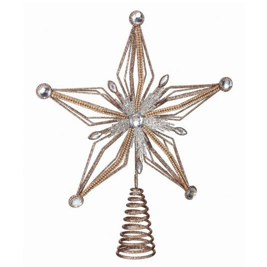 Copper Gold Jewel Star Tree Topper - Christmas Place