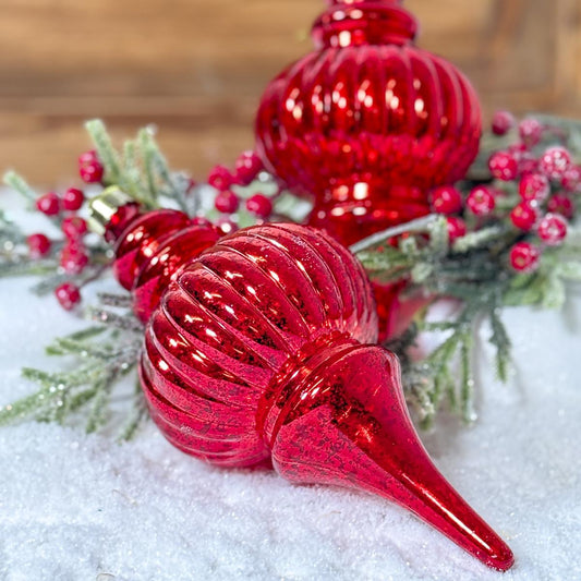 10in Red Mercury Finial Set of 2