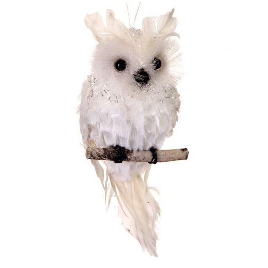 5in Tinsel White Owl Ornament