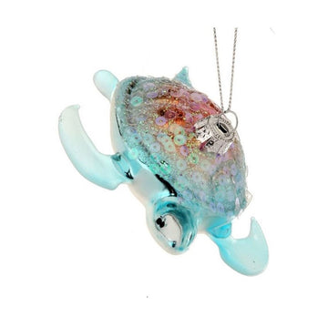 Glass Glitter Sea Turtle Ornament