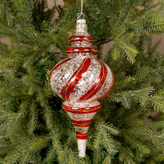 Glass Clear Candy Cane Stripe Finial Ornament - Christmas Place