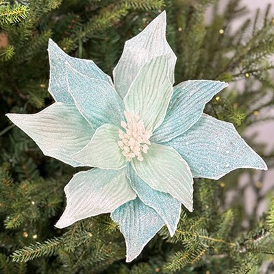 Blue Glitter Poinsettia - Christmas Place