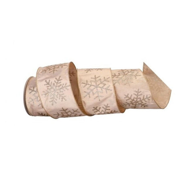 Champagne Glitter Snowflake Ribbon - Christmas Place