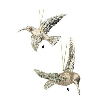 Champagne Glitter Hummingbird Ornament