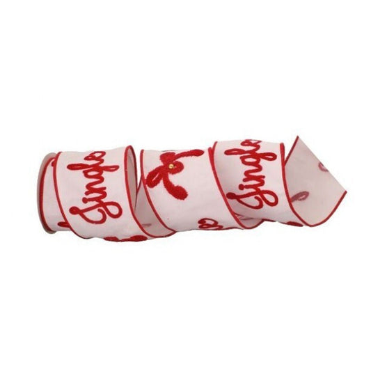 White Red Jingle bow Ribbon - Christmas Place