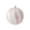 Pink Iced Stripe Ball Ornament - Christmas Place