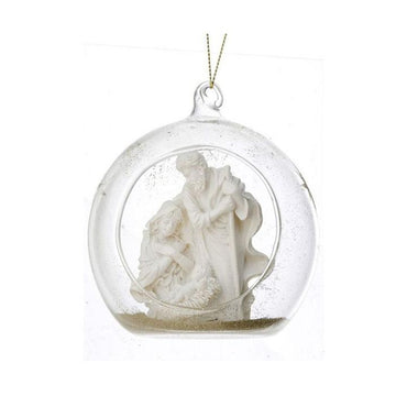 Glass Holy Family Nativity Ball Ornament