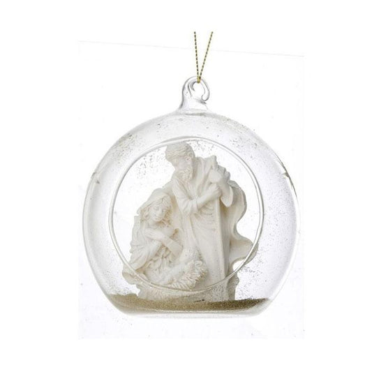 Glass Holy Family Nativity Ball Ornament