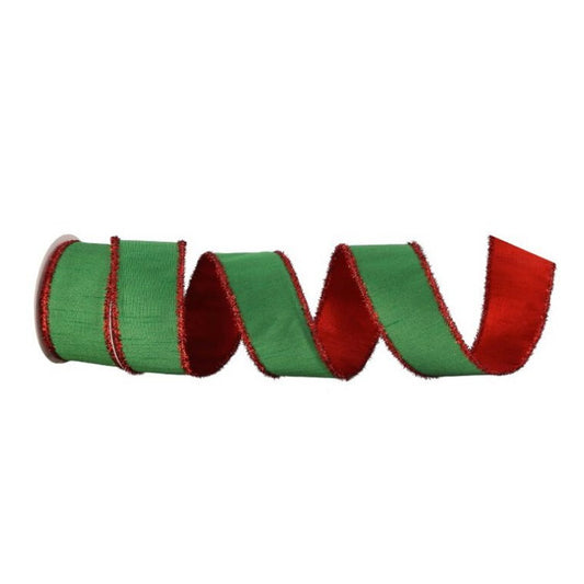Red Green Dupion Ribbon