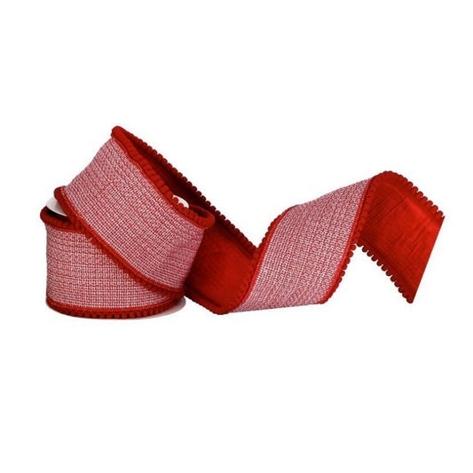 Red White Pom Pom Ribbon - Christmas Place