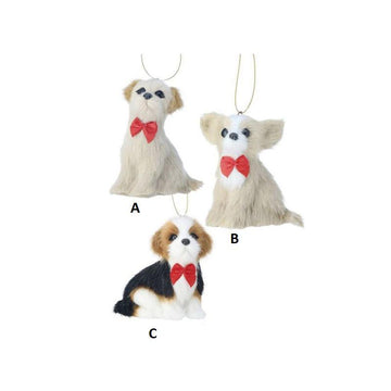 Faux Fur Christmas Dog Ornament