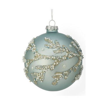 Glass Aqua Coral Seashore Ball Ornament