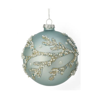 Glass Aqua Coral Seashore Ball Ornament