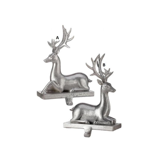 7.5In Silver Sleek Deer Stocking Holder - Christmas Place