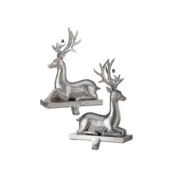 7.5In Silver Sleek Deer Stocking Holder - Christmas Place