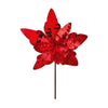 24In Red Mirrored Poinsettia Stem - Christmas Place
