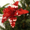 24In Red Mirrored Poinsettia Stem - Christmas Place