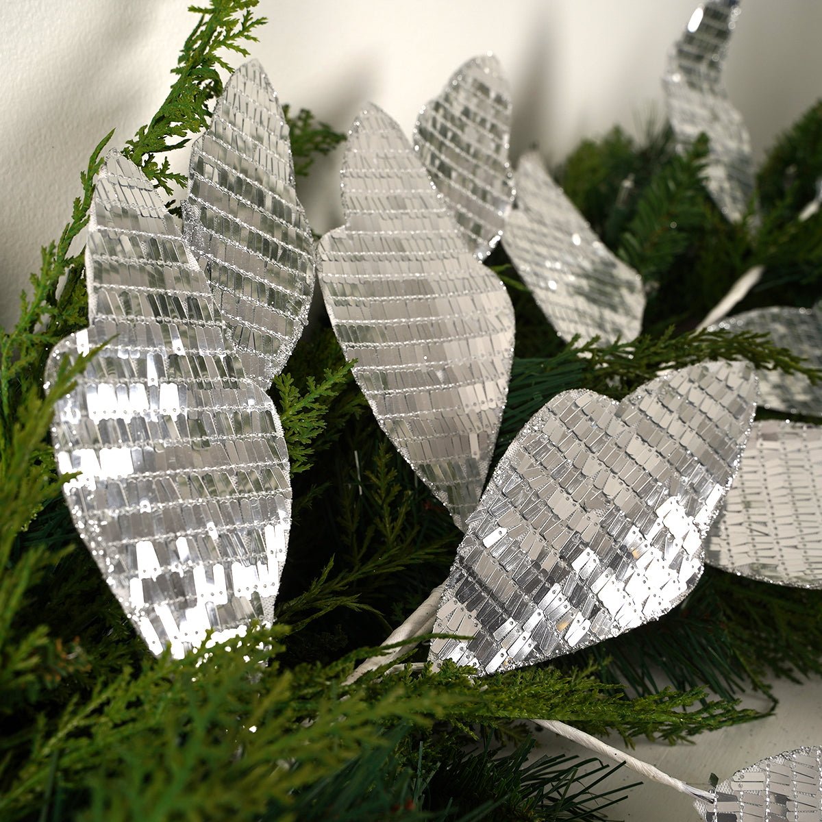 48In Silver Mirrored Leaf Garland - Christmas Place