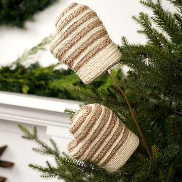 Natural Jute Fiber Mitten Christmas Spray - Christmas Place