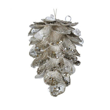 Ice Platinum Pinecone Ornament