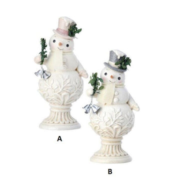 Vintage Snowman Figurine on Pedestal