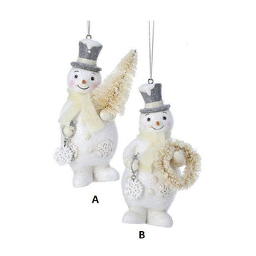 Vintage Snowman Tree Wreath Ornament