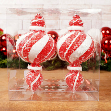 Sugar Peppermint Finial Ornament Box Of 2