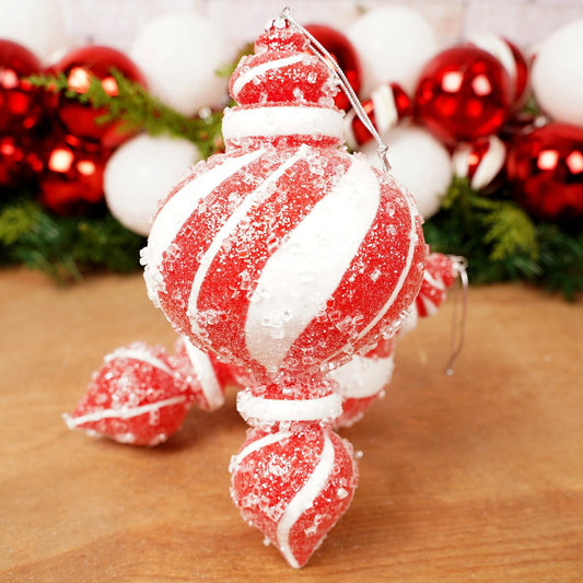 Sugar Peppermint Finial Ornament Box Of 2 - Christmas Place