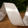 White Silver Velvet Metallic Back Ribbon - Christmas Place