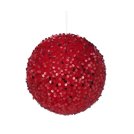 6 Inch Red Sequin Ball Ornament