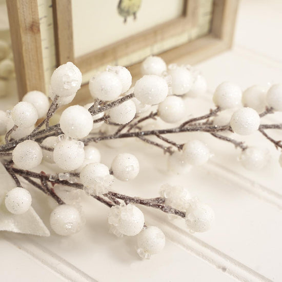 13In White Iced Winter Berry Pick - Christmas Place