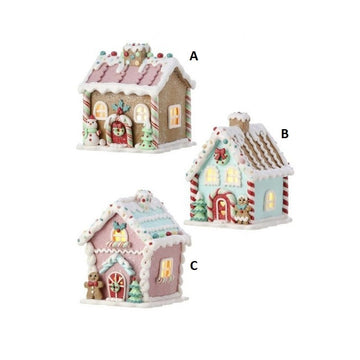 Lighted Pastel Gingerbread House