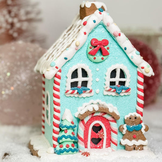 8 Inch LED Pastel Gingerbread House