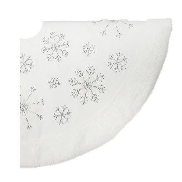 24in Velvet White Silver Snowflake Tree Skirt