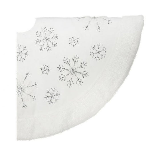 24in Velvet White Silver Snowflake Tree Skirt