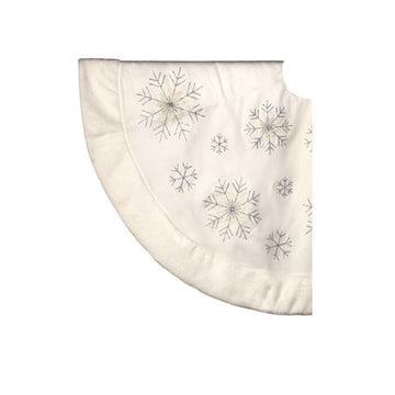 Velvet White Silver Snowflake Tree Skirt