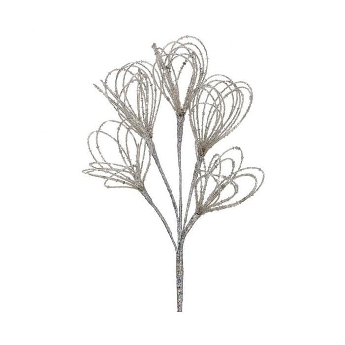18In Silver Bead Flower Spray - Christmas Place