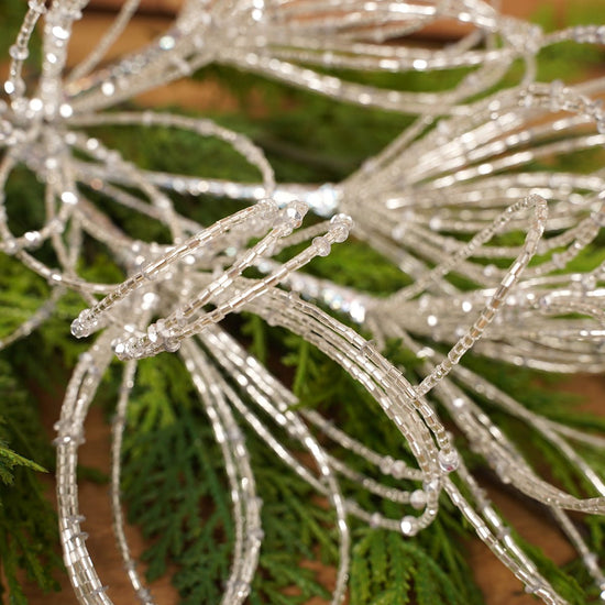18In Silver Bead Flower Spray - Christmas Place