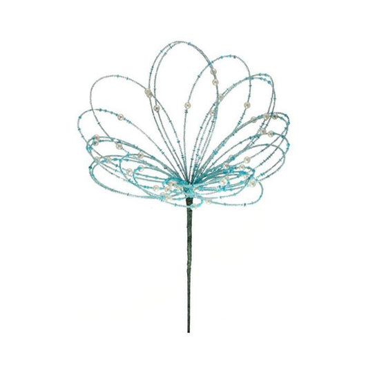 20In Ice Blue Pearl Bead Flower Spray