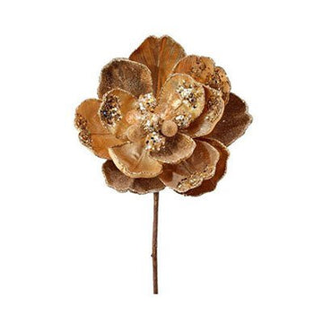 24In Gold Iced Jewel Magnolia Stem - Christmas Place