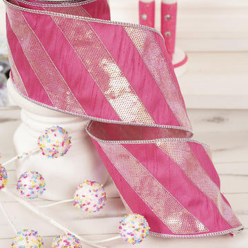 Dark Pink Candy Stripe Ribbon 4in x 5yd