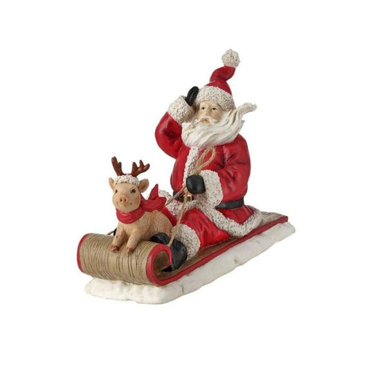 Santa With Pig On Sleigh