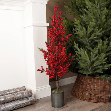 Christmas Red Berry Potted Tree 39 inches Christmas Place