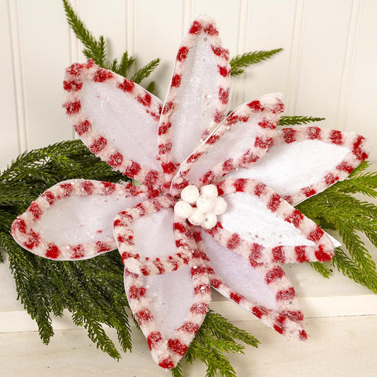 22In White Red Glitter Poinsettia Flower
