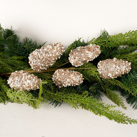 28In Champagne Metallic Pinecone Spray - Christmas Place