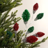 29In Red Green Tinsel Bulb Spray - Christmas Place