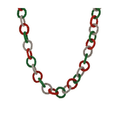 Red Green Silver Tinsel Loop Garland