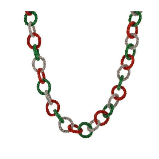 Red Green Silver Tinsel Loop Garland