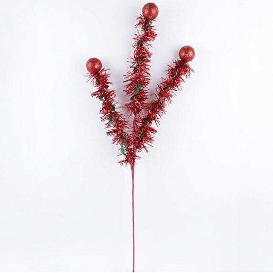 34in Red Green Polka Dot Tinsel Spray