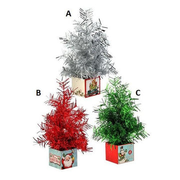 18 Inch Retro Gift Box With Tree - Christmas Place